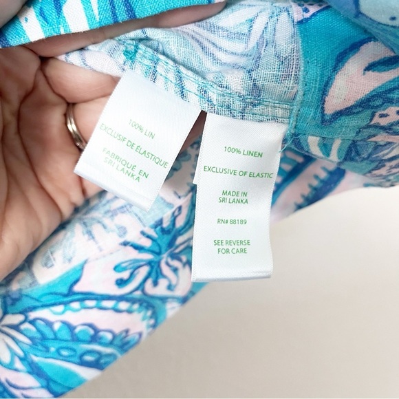 Lilly Pulitzer Maleigh Elbow Sleeve Linen Top in Amalfi Blue - Picture 7 of 9